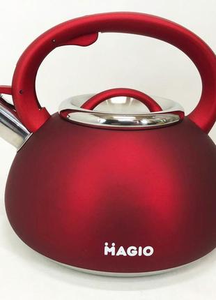 Чайник magio mg-1193 со свистком, маленький чайник для газовой плиты, металлический чайник8 фото