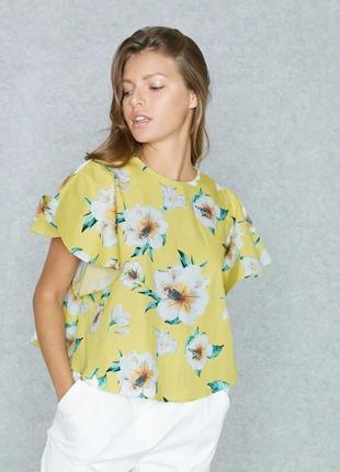 Брендовая блуза топ mango цветы коттон марокко этикетка