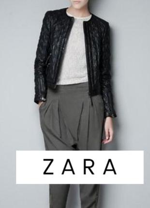 Zara короткая куртка из натуральной кожи