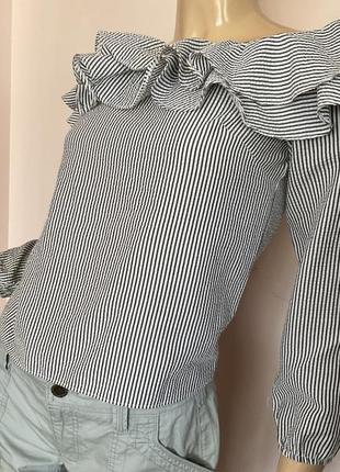Стильна блузка в смужку з відкритими течами/xs/ brend miss selfridge4 фото