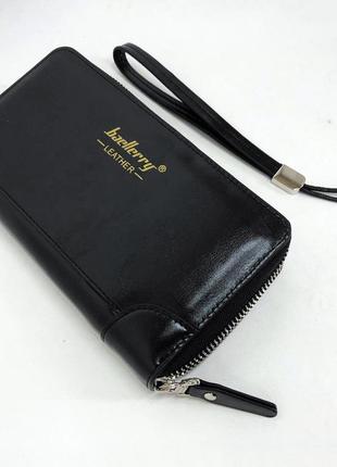 Кошелек кожаный мужской baellerry leather black. цвет: черный