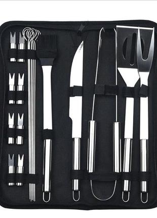 Набір інструментів для барбекю sv 18 предмета в чохлі чорний (sv2242-8)