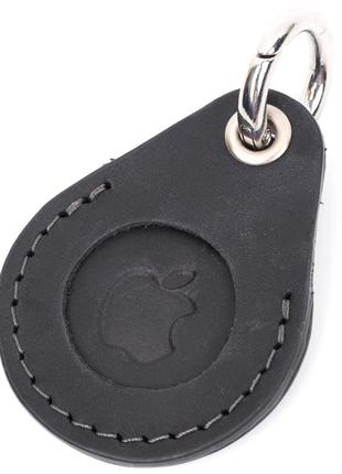 Кожаный брелок-держатель для apple airtag из винтажной кожи grande pelle 11614 черный