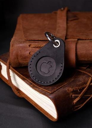 Кожаный брелок-держатель для apple airtag из винтажной кожи grande pelle 11614 черный5 фото
