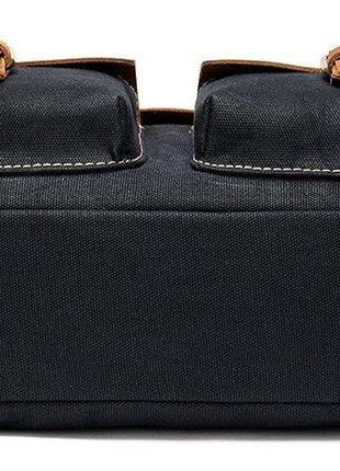 Сумка-портфель чоловіча текстильна з шкіряними вставками vintage 20002 чорна5 фото