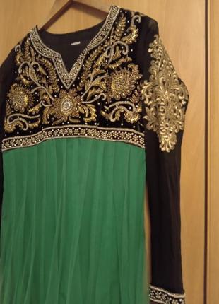 Изысканное платье в пол расшито камешками, индийский наряд5 фото