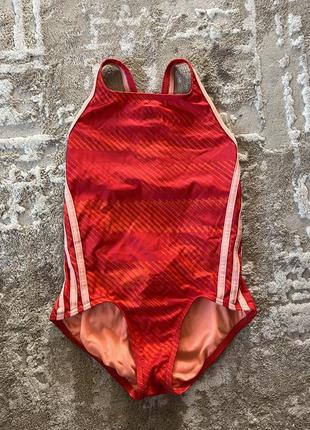 Дитячий купальник adidas 140 9 10 років червоний суцільний купальник для дівчинки адідас7 фото