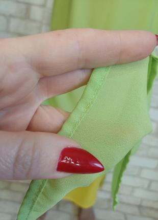 Яркая шифоновая летняя юбка в пол в два сочных цвета: салатовый и жёлтый, размер л-ка6 фото