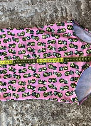 Детский розовый купальник с ананасами 146 152 10 11 летсуживающий купальник для девочки разовый6 фото