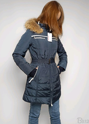 Синій пуховик жіночий snowimage зимова куртка натуральний пух1 фото