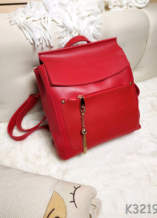 Рюкзак трансформер червоний жіночий рюкзак-сумка1 фото