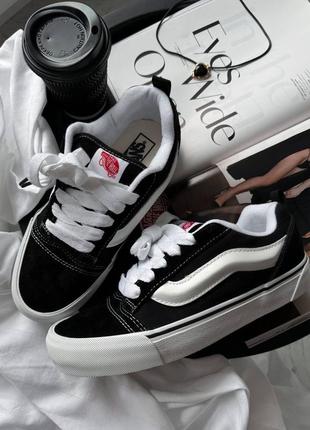 Трендові жіночі та чоловічі кеди vans knu skool black white чорно-білі