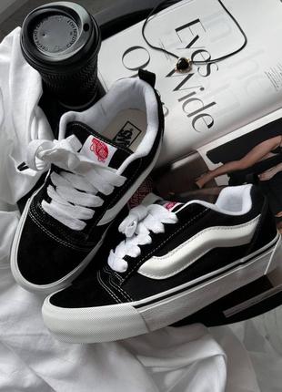 Трендовые женские и мужские кеды vans knu skool black white чёрно-белые1 фото