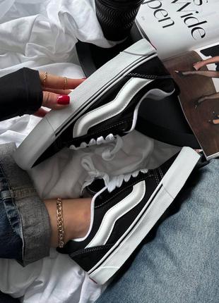 Трендовые женские и мужские кеды vans knu skool black white чёрно-белые3 фото