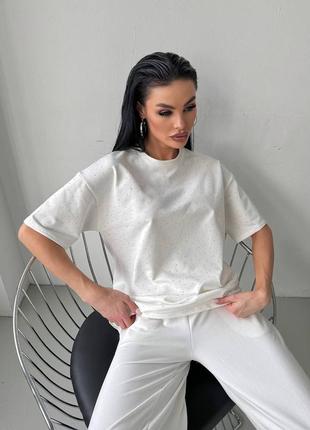 Жіноча якісна чорна біла бавовняна футболка з камінчиками, зі стразами2 фото