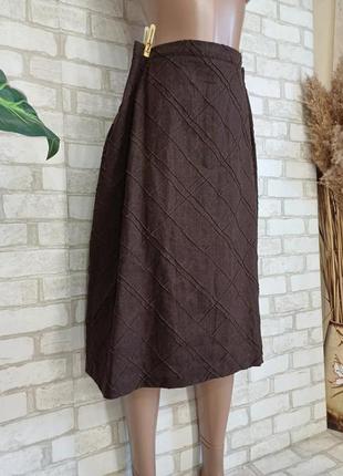 Новая юбка миди со 100 % льна в сочном коричневом цвете с фактурной ткани, размер с-м3 фото