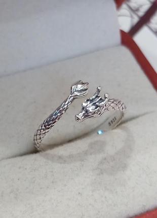 Серебряное кольцо "свернувшийся дракон"7 фото