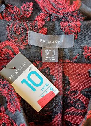 Фирменная primark нарядная юбка миди солнце клёш с фактурным рисунком роз, размер с-м10 фото