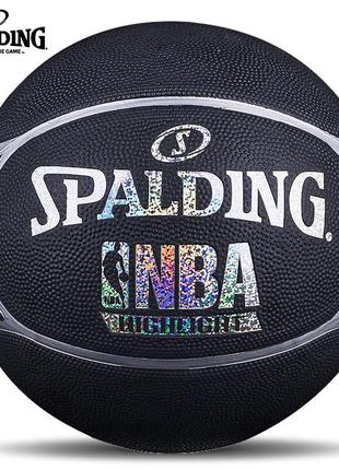 Мяч баскетбольный spalding 7 размер суперпрочный из искусственной кожи черный  (sv1139)1 фото