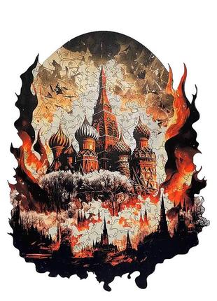 Деревянный пазл woowoo "горящий кремль" m красный (sv3249s)6 фото