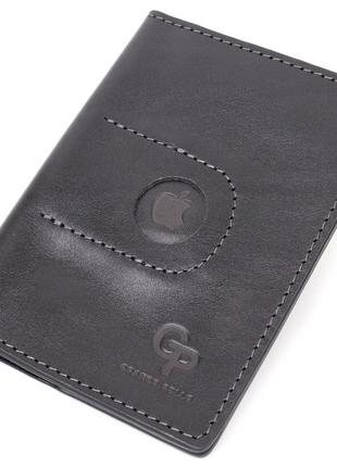 Сучасна шкіряна обкладинка на паспорт з утримувачем для apple airtag grande pelle 11622 чорний