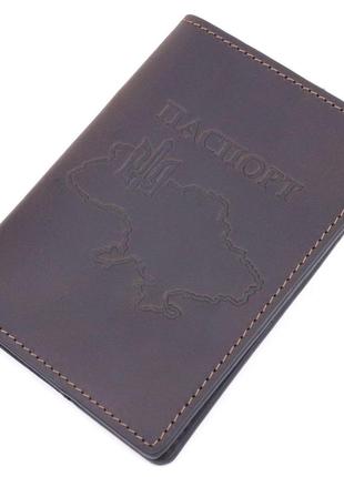 Надійна обкладинка на паспорт у вінтажній шкірі карта grande pelle 16771 коричнева1 фото