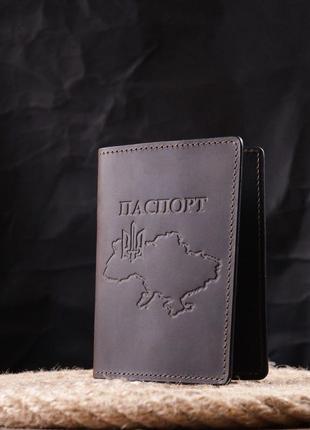 Надійна обкладинка на паспорт у вінтажній шкірі карта grande pelle 16771 коричнева5 фото
