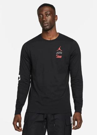 Лонгслив jordan flight team long-sleeve t-shirt ‘black/red’ m dh8944-010