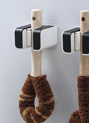 Держатель настенный для швабры и метлы, черный