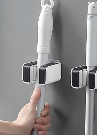 Держатель настенный для швабры и метлы, черный