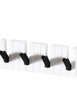 Настінна ключниця sv four hooks piano на 4 гачки 22x16x4 см у вигляді клавіш, білий (sv0591k2)1 фото