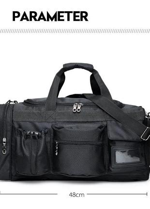 Спортивна сумка sv scione nylon для тренажерного залу, заняття спортом 36-55 l чорний (sv2627)3 фото
