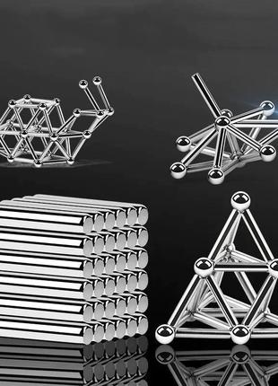 Магнітний конструктор magnetic building, 63 деталі сріблястий (sv0529)2 фото