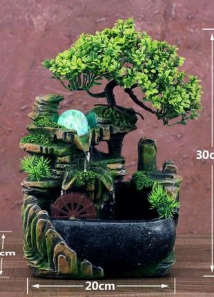 Настільний декоративний фонтан/водоспад lucky tree з місяцем та рибалкою 20*15*30 cm (sv1113-2)