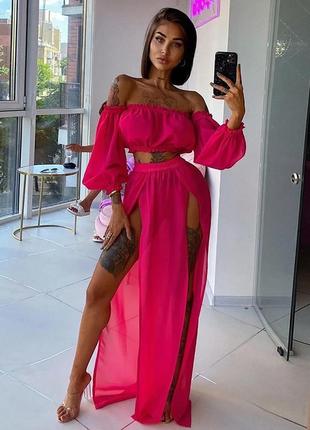 Пляжний жіночий шифоновий костюм sv one size рожевий (sv3178), one size