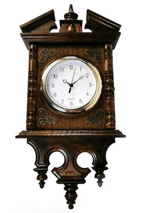 Ключниця sv настінна дерев'яна з годинником 57x27x10 cm коричнева (ke-8)