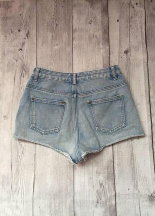 Джинсовые шорты высокая посадка, рваные шорты джинсовые с потертостями снизу короткие2 фото
