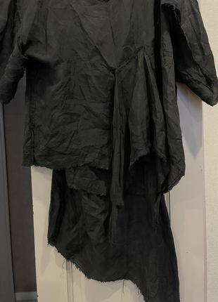 Black hole шелковая черная асимметричная блуза оверсайз  украинского нишевого бренда оверсайз размер s m l xl xxl2 фото