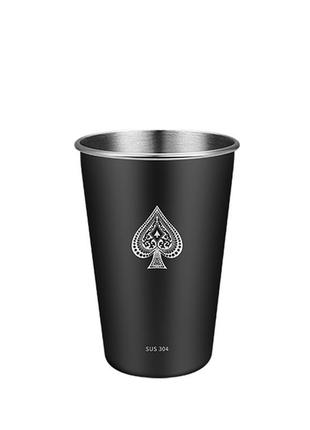 Склянка одношарова sv spades з нержавіючої сталі для холодних та теплих напоїв чорний, 350 мл1 фото