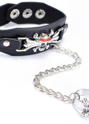 Шкіряний браслет sv neptune в стилі наруто та кільцем на ланцюжку - naruto bracelet чорний (sv2600-4)1 фото