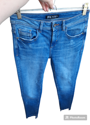 Zara  джинсы скини синий деним9 фото