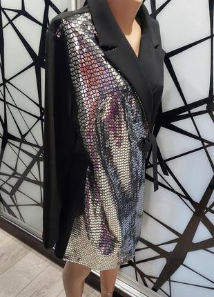 Платье-пиджак от vovk с серебрянной вставкой из мелких триугольников 48-505 фото