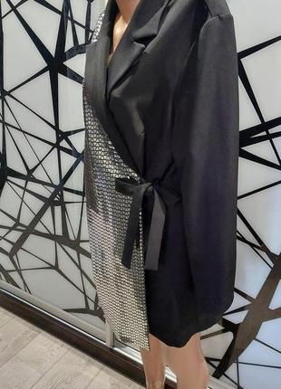 Платье-пиджак от vovk с серебрянной вставкой из мелких триугольников 48-503 фото