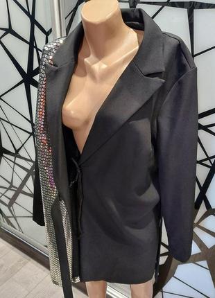 Платье-пиджак от vovk с серебрянной вставкой из мелких триугольников 48-507 фото