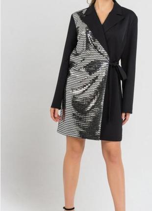 Платье-пиджак от vovk с серебрянной вставкой из мелких триугольников 48-50