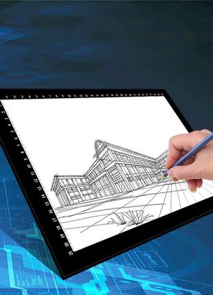 Світловий планшет sv а3 формату для малювання та копіювання з 3 режимами підсвічування та usb кабелем (sv3720)