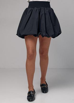 Пышная юбка мини с широким поясом - черный цвет, l (есть размеры)1 фото
