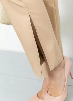 Брюки-брюки из экокожи прямого кроя клеш, кожаные брюки женские9 фото