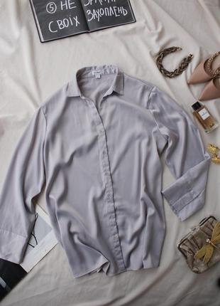 Базовая качественная атласная рубашка блуза большой размер1 фото