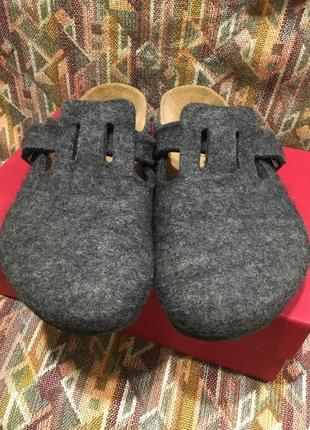 Тапочки birkenstock boston wool clog серого цвета мюли2 фото